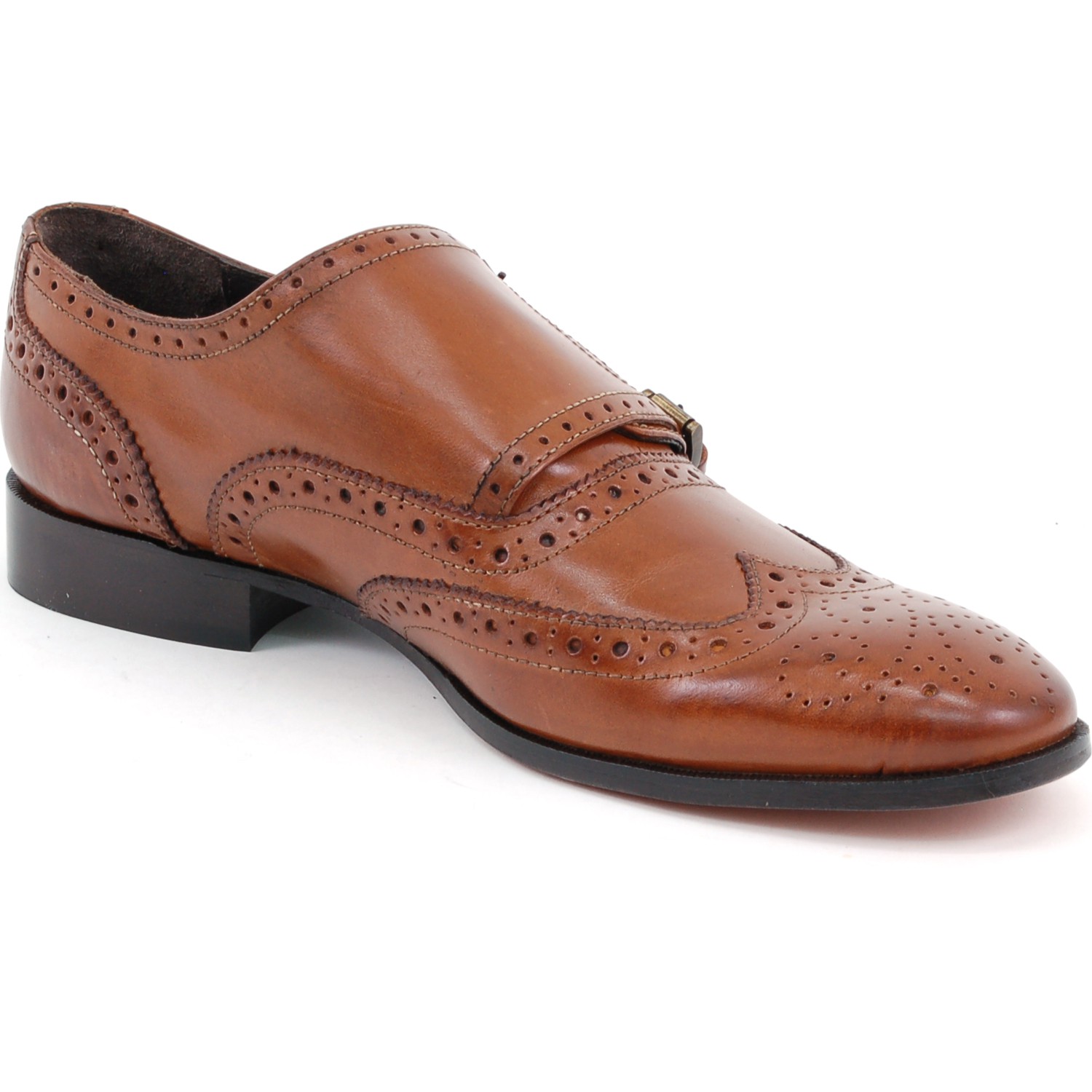 Mens Leather Dress Shoes Double Buckle Monk Strap Slip on Loafer